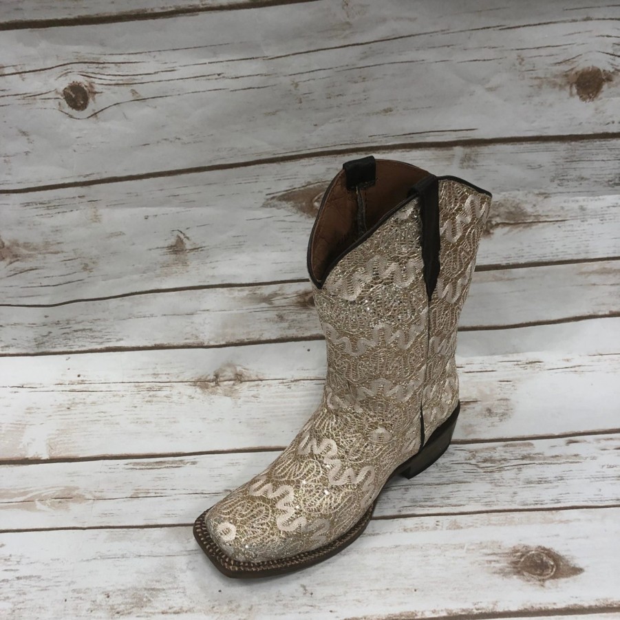 Boots & Shoes * | Tanner Mark Boots Tanner Mark Shimmer Beige Square Toe Boot