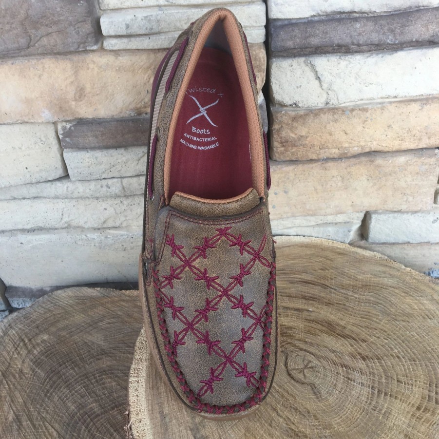 Boots & Shoes * | We Exclusive ~Twisted X Women'S Maroon Barb Wire Slip On