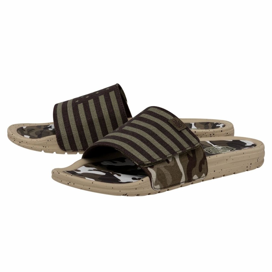 Boots & Shoes * | Heydude Hey Dude Phoenix Camo Flag Slides