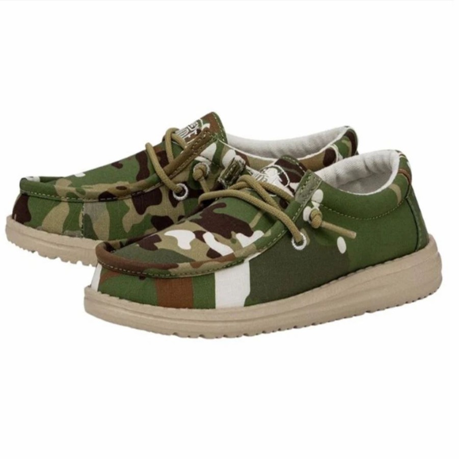 Boots & Shoes * | Heydude Hey Dude Wally Youth Ripstop Multi Camo