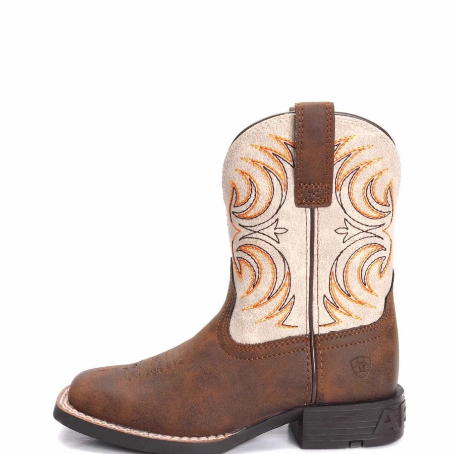 Boots & Shoes * | Ariat Childrens Storm Square Toe Cowboy Boots Brown