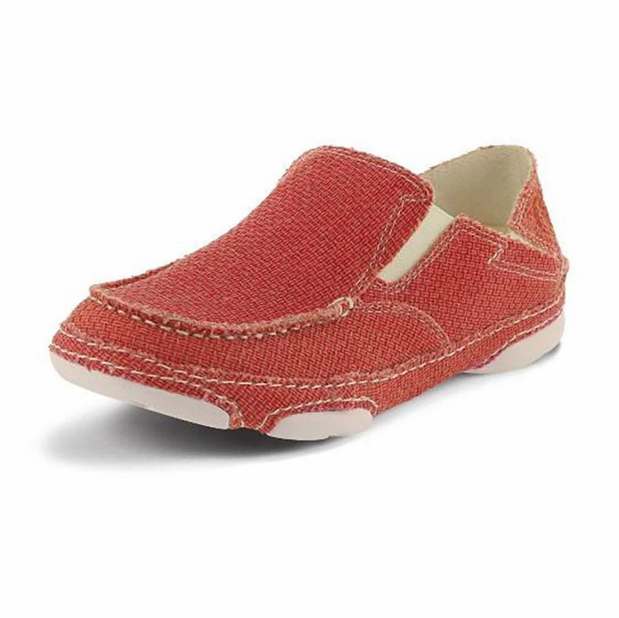 Boots & Shoes * | Tony Lama Boots Tony Lama Women'S Lipstick Pink Canvas Shoe