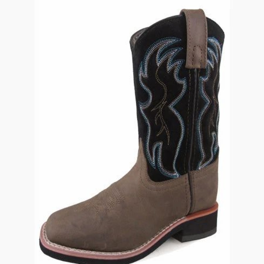 Boots & Shoes * | Smoky Mountain Boots Smoky Mountain Youth Black And Brown Alex Square Toe Boot