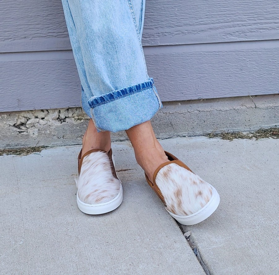 Boots & Shoes * | Western Edge, Ltd. Brown/White Cowhide Slip On'S