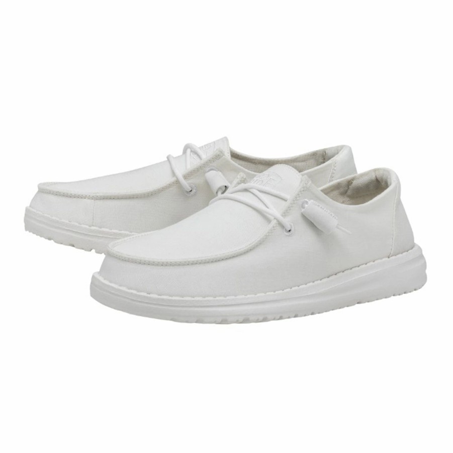 Boots & Shoes * | Heydude Hey Dude Women'S Wendy Slub Canvas White Shoes