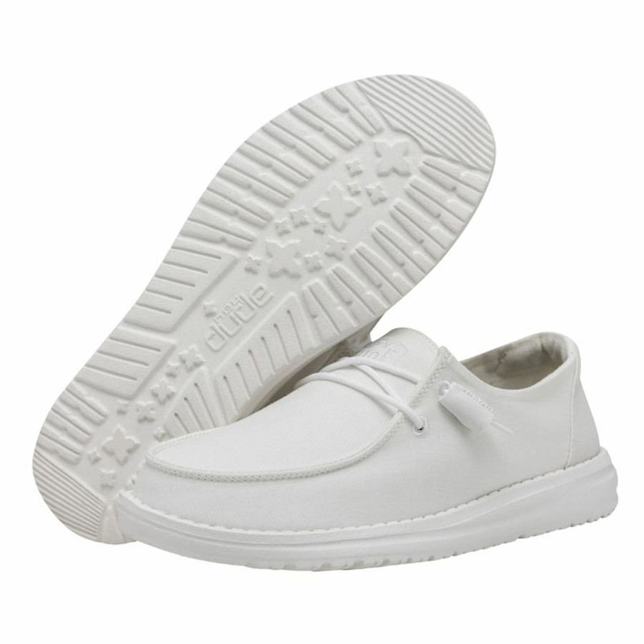 Boots & Shoes * | Heydude Hey Dude Women'S Wendy Slub Canvas White Shoes