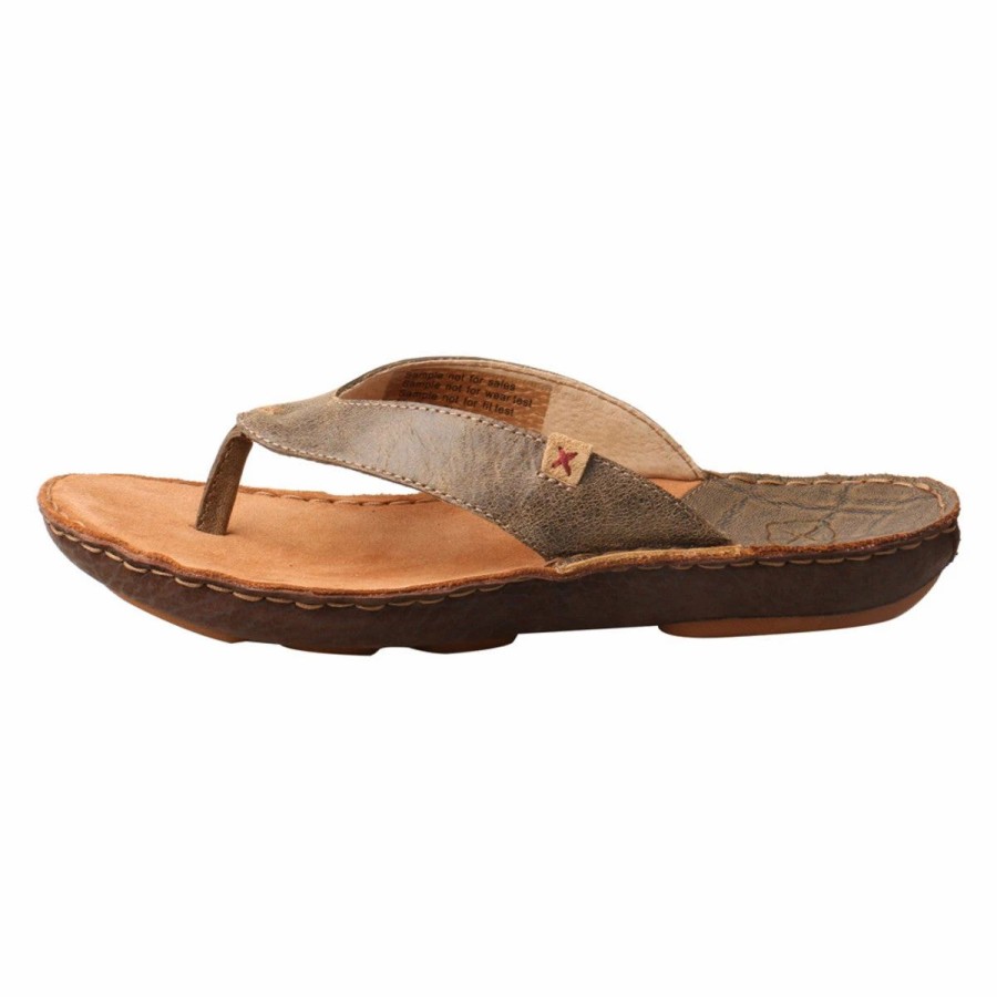 Boots & Shoes * | Twisted X Men'S Brown Leather Flip Flops