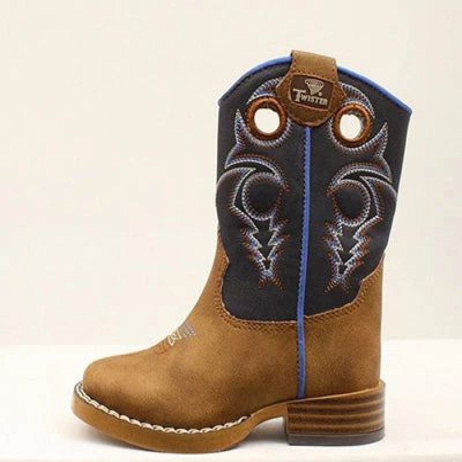 Boots & Shoes * | Twister Toddler'S Brown And Navy Ben Square Toe Boots