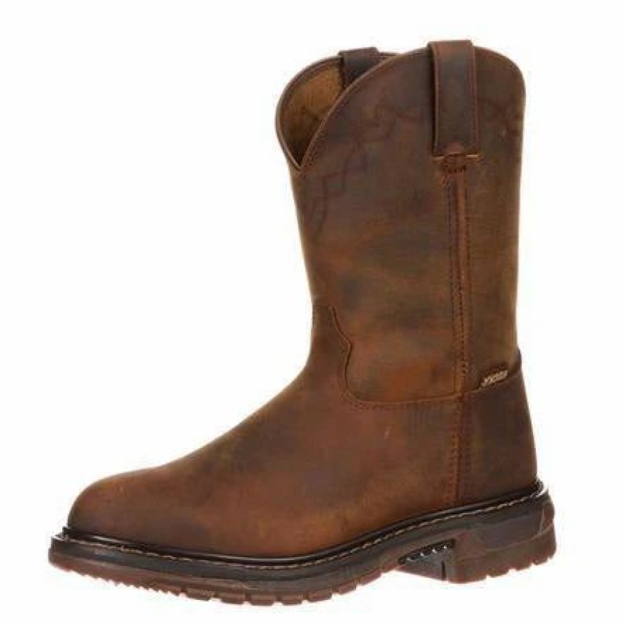 Boots & Shoes * | Rocky Boots Rocky Men'S Brown Distressed Roper Round Toe Boot