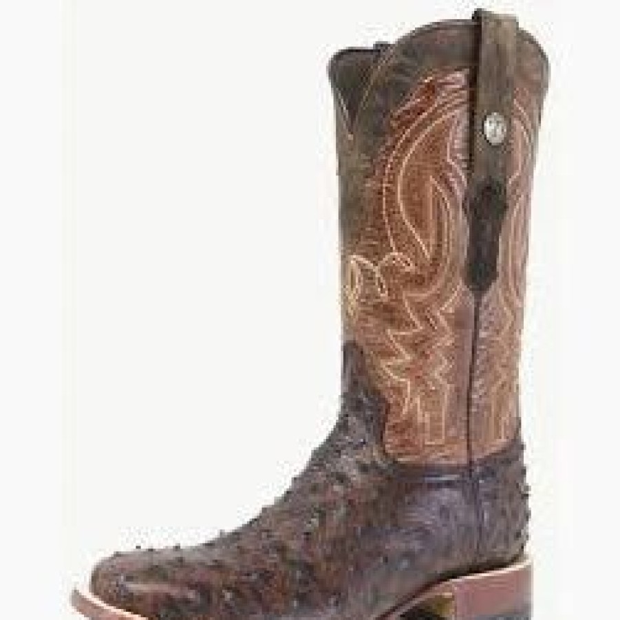 Boots & Shoes * | Tanner Mark Boots Men'S Tanner Mark Brown Ostrich Square Toe Boot