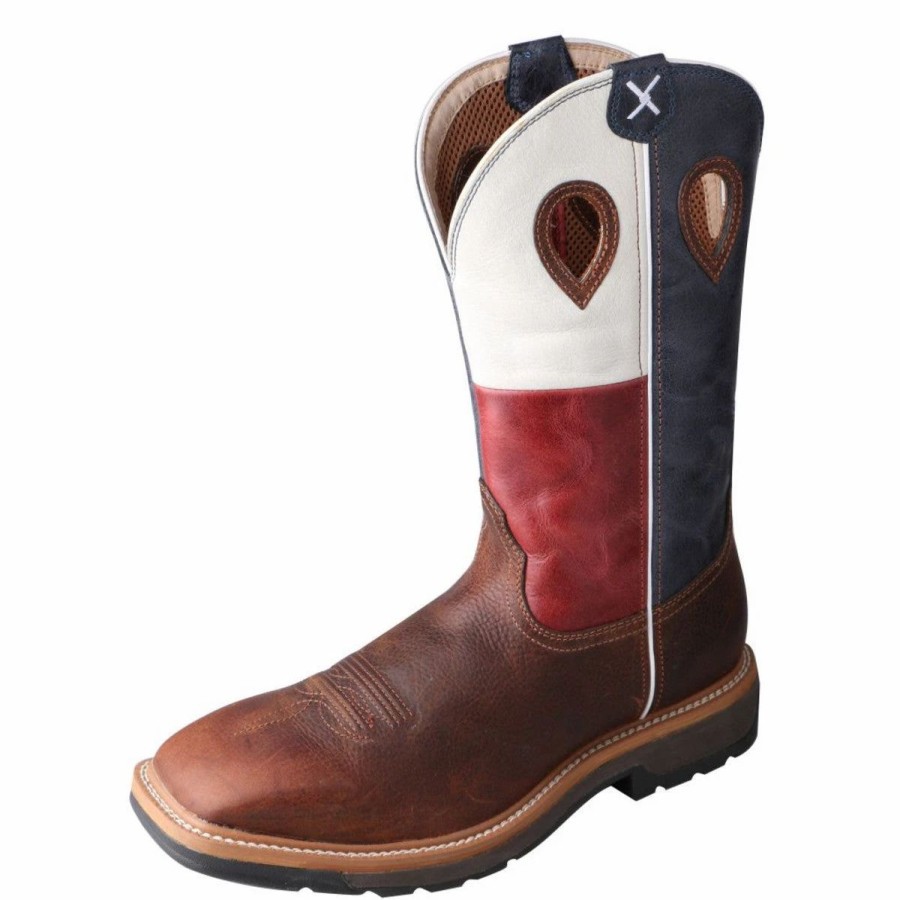 Boots & Shoes * | Twisted X Brown Texas Flag Steel Toe Work Boot