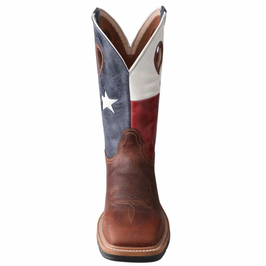 Boots & Shoes * | Twisted X Brown Texas Flag Steel Toe Work Boot