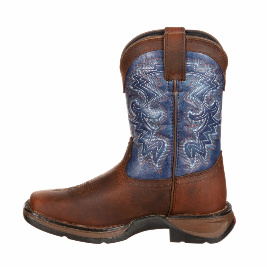 Boots & Shoes * | Durango Big Kid Brown & Navy Square Toe Boot