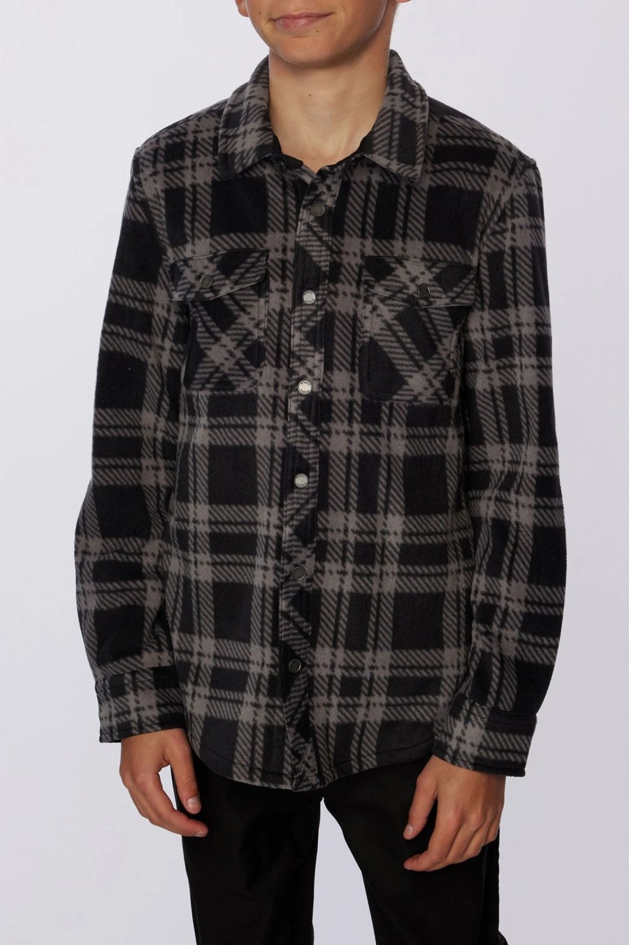 Boys * | O'Neill Boys Glacier Plaid Shirt Black