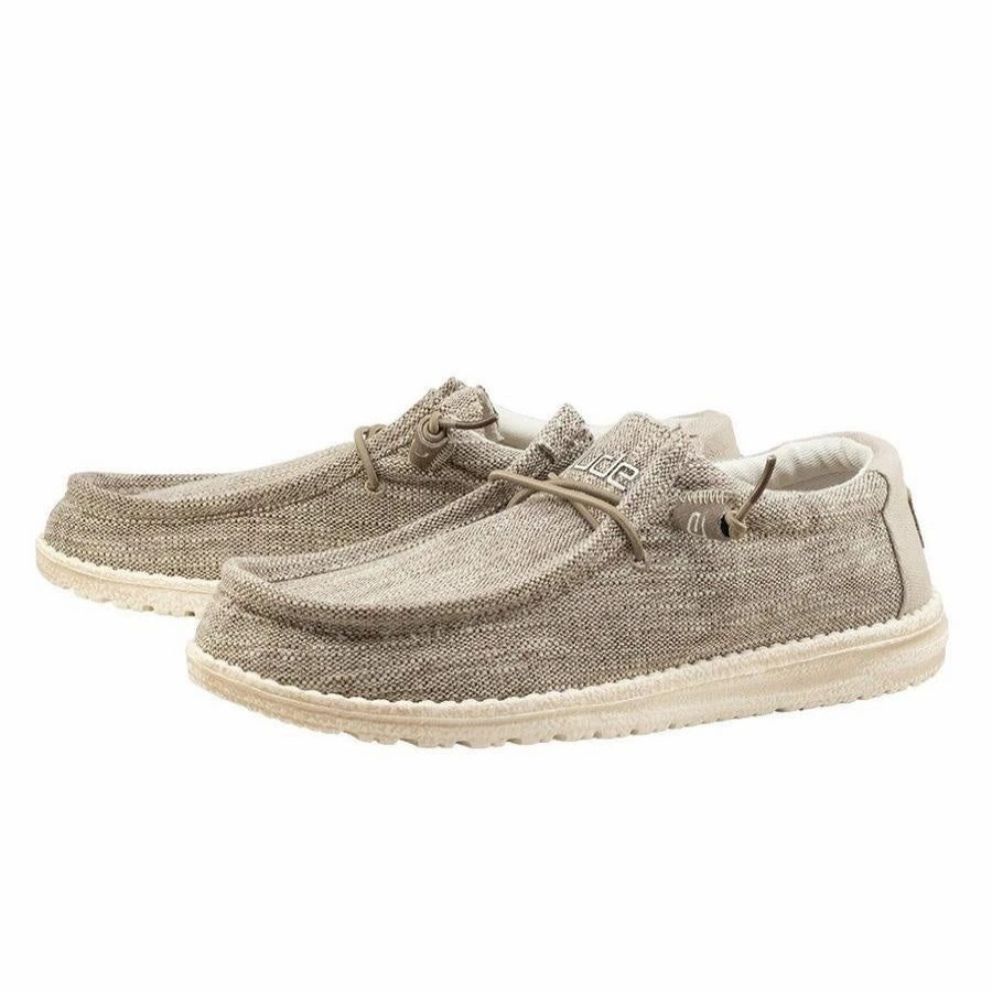 Boots & Shoes * | Heydude Hey Dude Beige Woven Wally Shoe