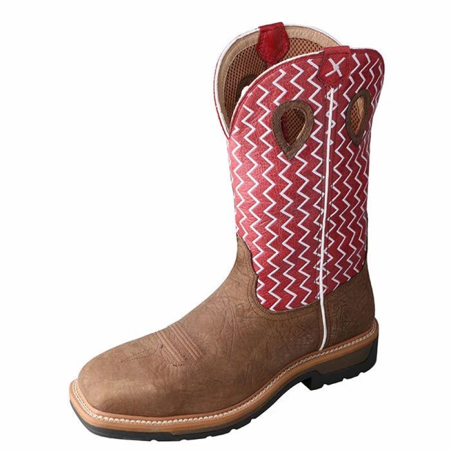 Boots & Shoes * | Twisted X Men'S Lite Cowboy Steel Toe Work Boot-Red Top